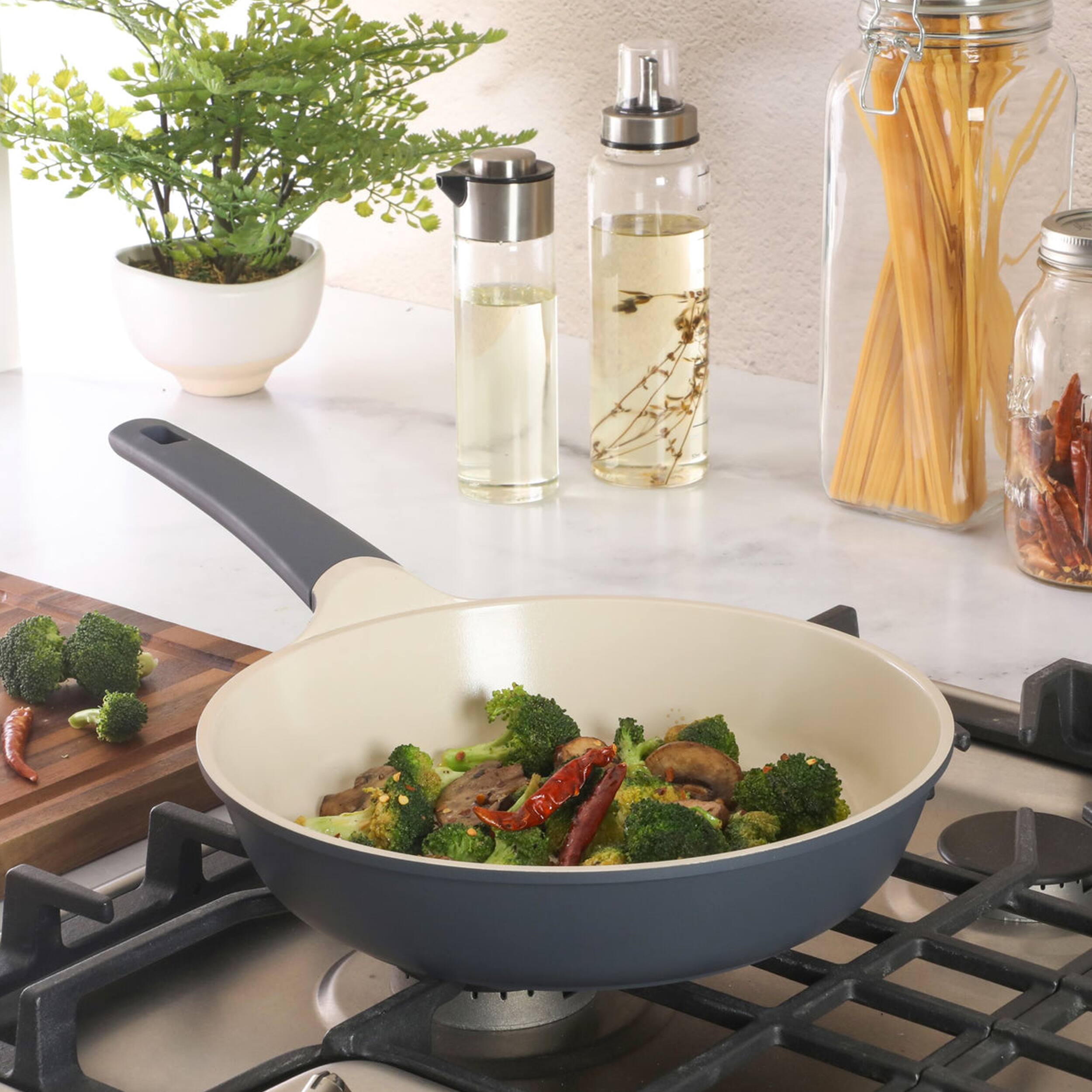 Alt View 3. Oster - Oster Rooney 12 Inch Ceramic Nonstick Cast Aluminum Frying Pan in Grey - Gray.