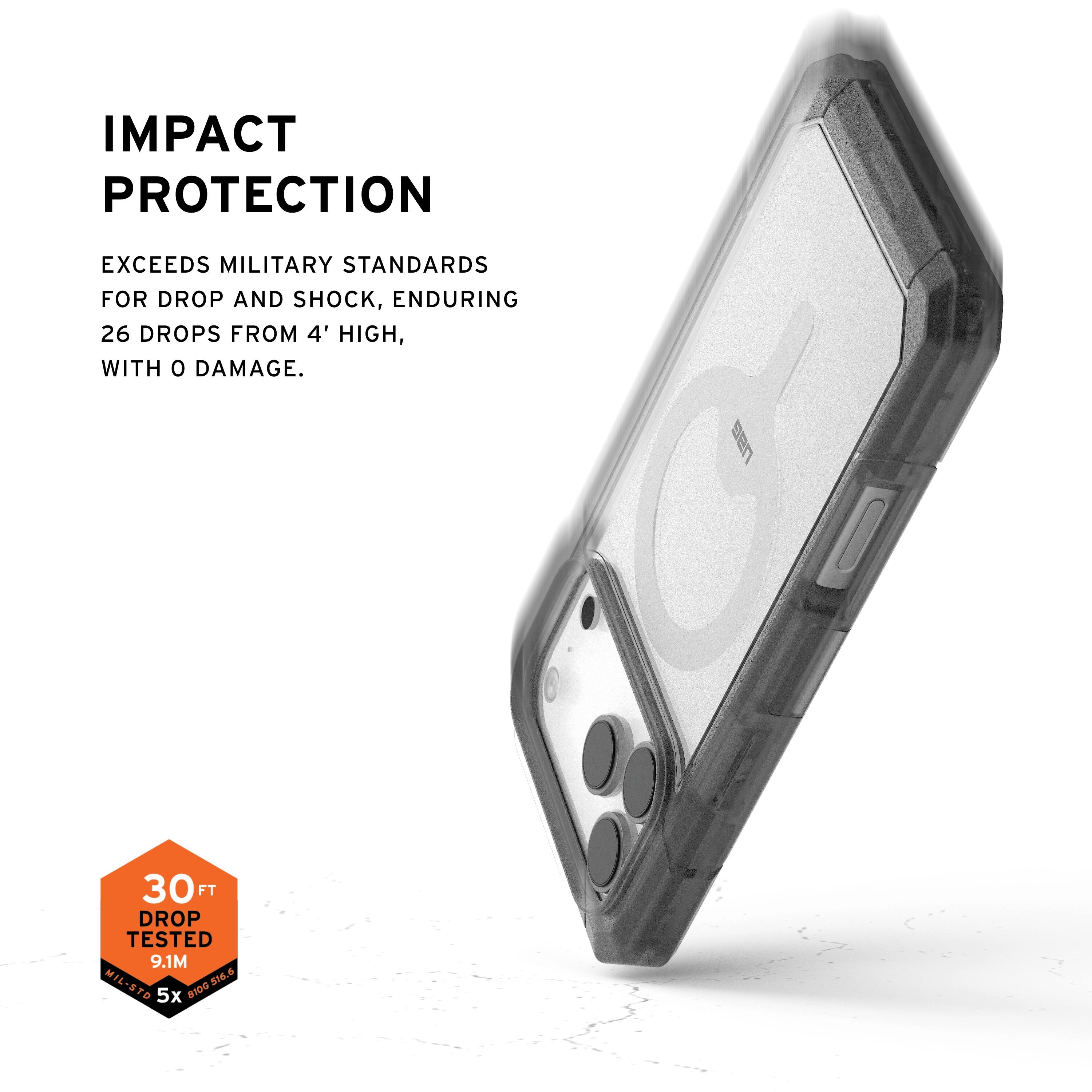 IMPACT PROTECTION

EXCEEDS MILITARY STANDARDS FOR DROP AND SHOCK, ENDURING 26 DROPS FROM 4' HIGH, WITH 0 DAMAGE.

30 FT DROP TESTED 9.1M MIL-STD 810G516.6 810G 516.6 5x