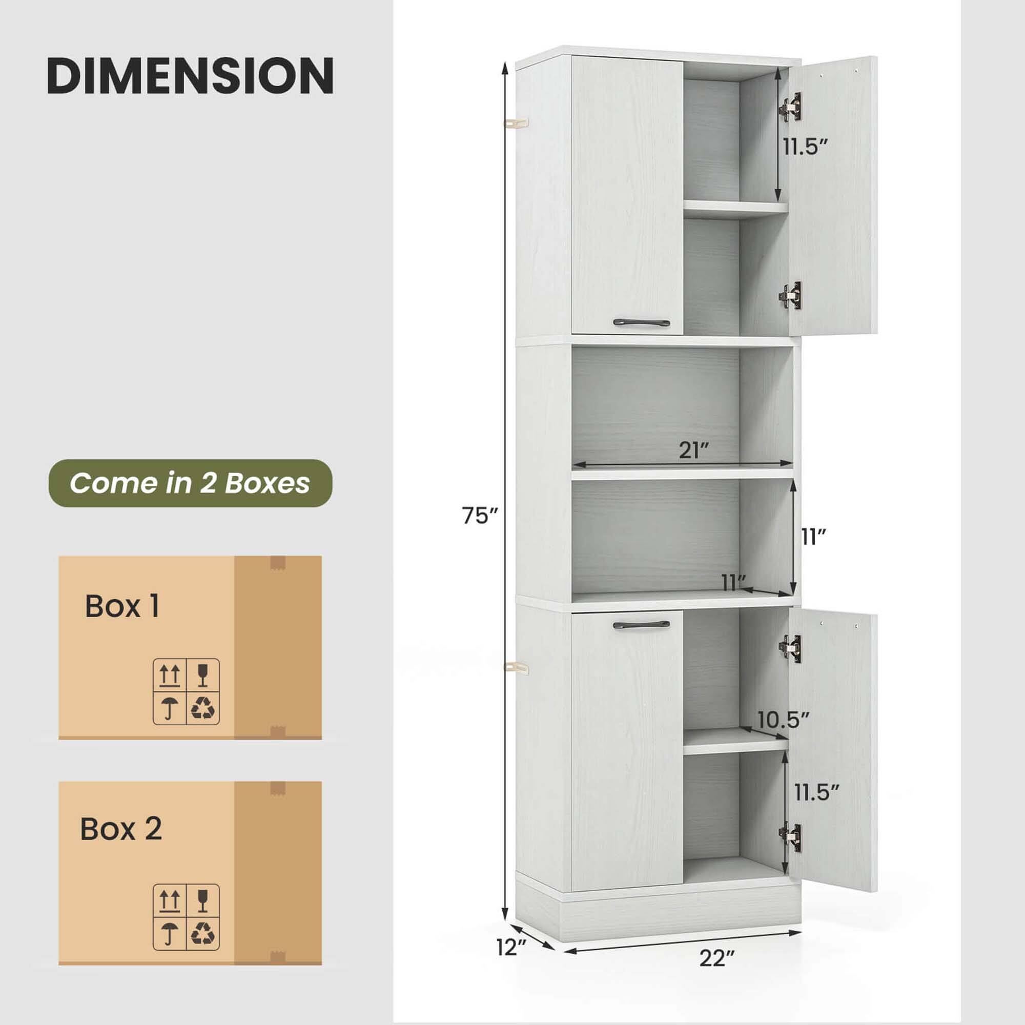 DIMENSION: 11.5"
COME IN 2 BOXES: 75" 21" 11"
Box 1: 11 11 10.5"
Box 2: 11.5" 11 12" 22"