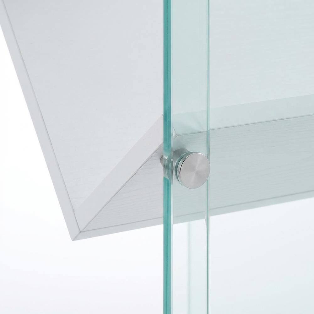 Alt View 4. FurniFact - Black Wood End Table with Storage Shelf and Modern Design - White.