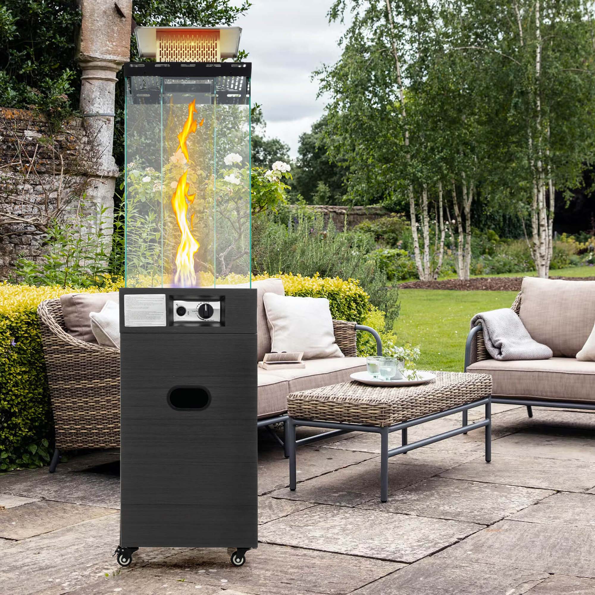 Alt View 1. Costway - Costway Patio Heater 40,000 BTU Outdoor Propane Gas Heater with Cover and Wheels - Black.