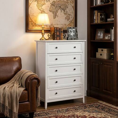 Alt View 8. Winado - 5 Dresser Drawer Organizer Sturdy Clothing Cabinet Organization Storage Chest with Smooth-Glide Drawersfor Bedroom - White.