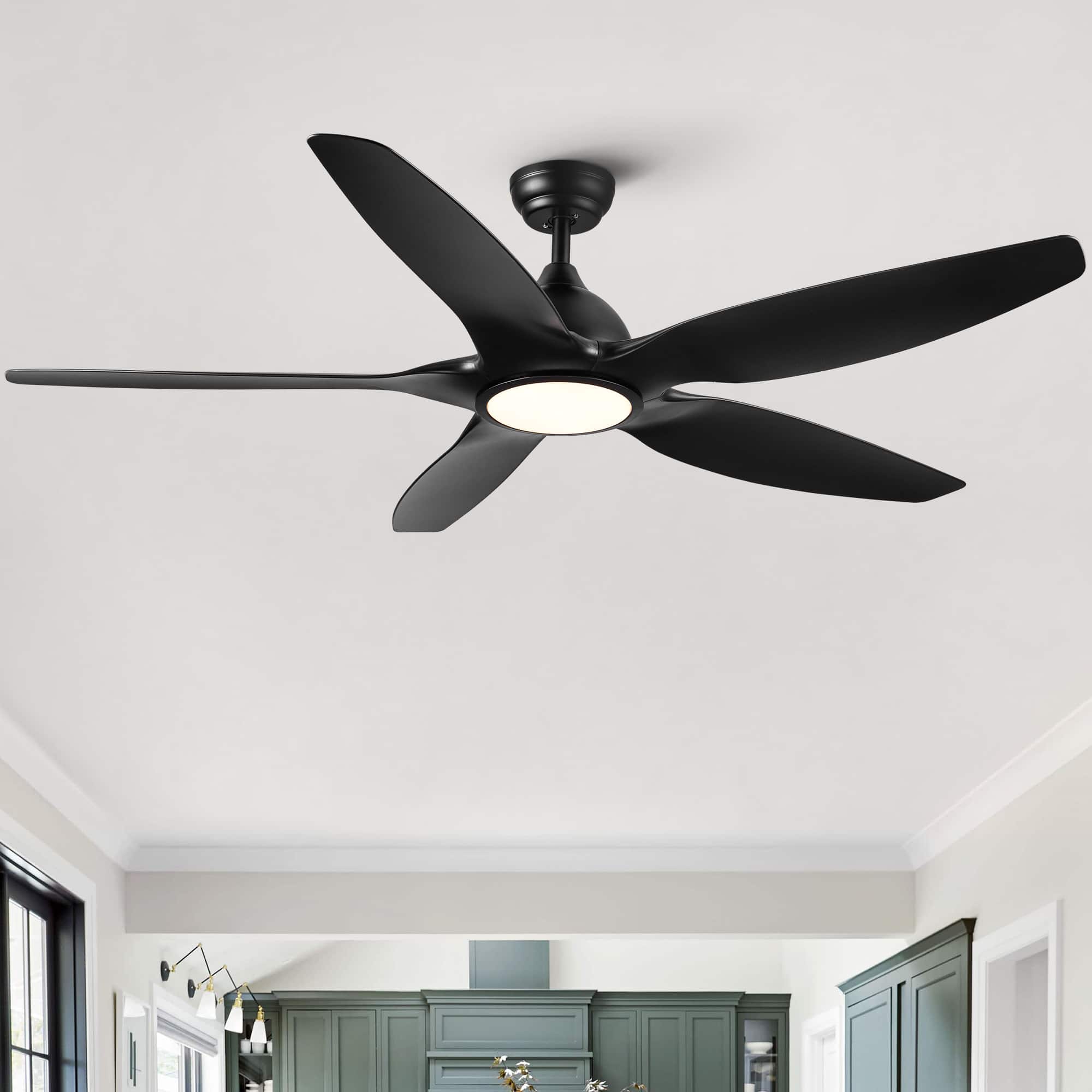 Sofucor - 60'' Ceiling Fan with Light Remote Dimmable 3CCT Intergrated LED Ceiling Fan 6 Speeds Reversible for Living Room Bedroom - Black