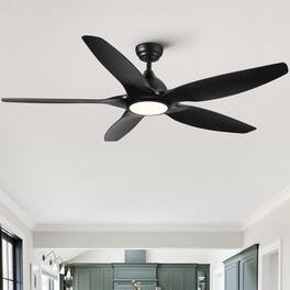 Sofucor - 60'' Ceiling Fan with Light Remote Dimmable 3CCT Intergrated LED Ceiling Fan 6 Speeds Reversible for Living Room Bedroom - Black