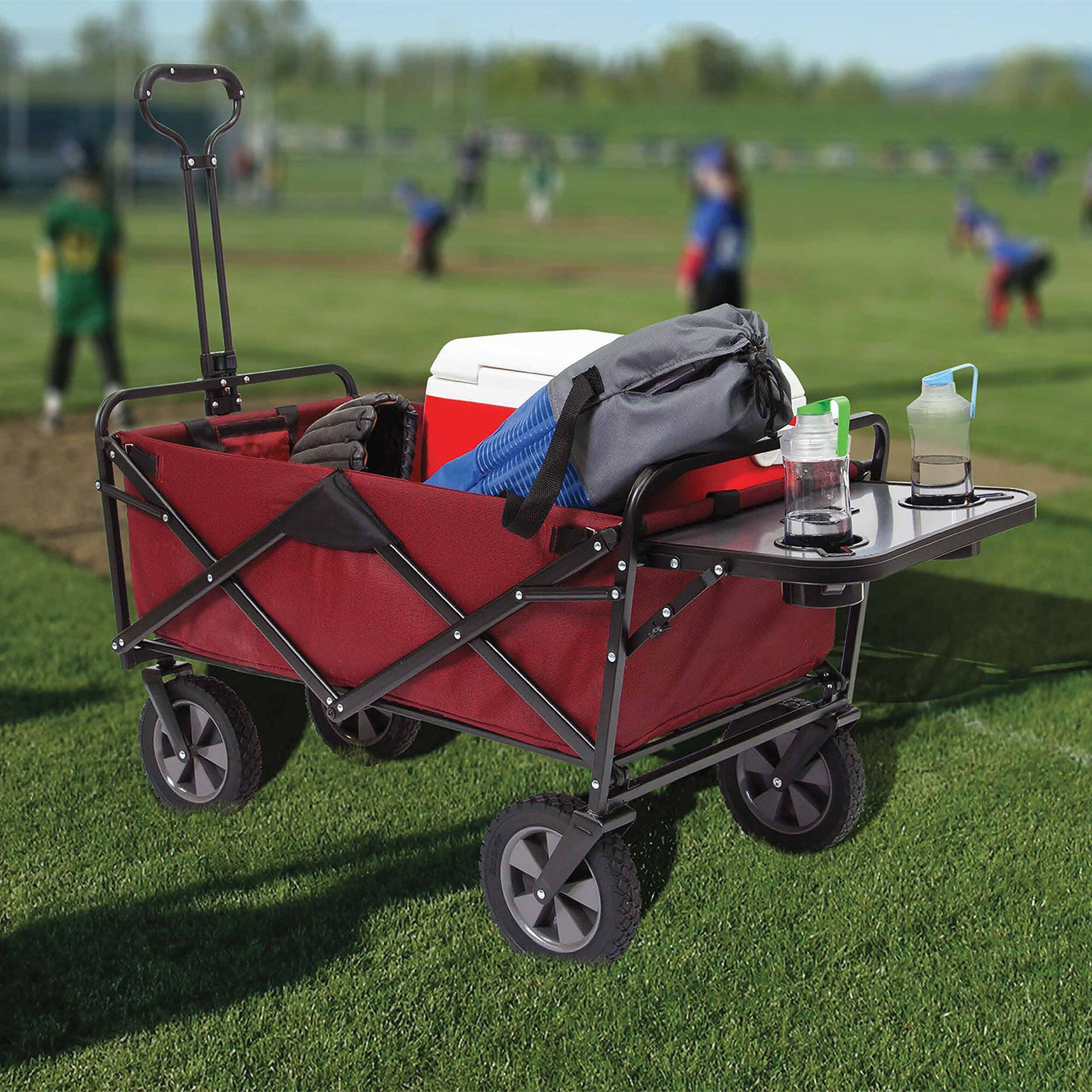 Alt View 5. Mac Sports - Mac Sports Collapsible Folding Outdoor Garden Utility Wagon w/ Table, Maroon - Maroon.