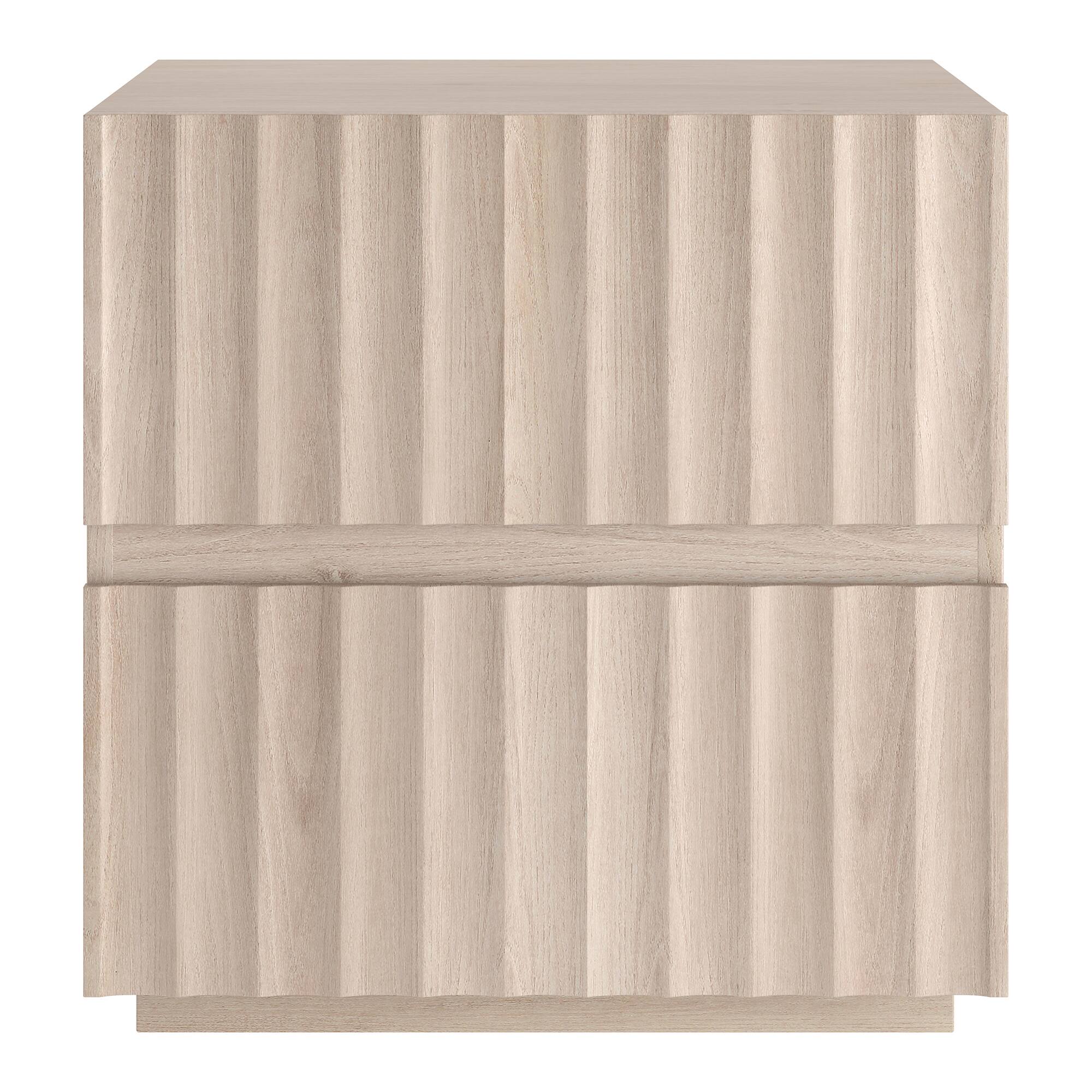 Angle. Hudson&Canal - Jaylen 24" Wide Rectangular Fluted Nightstand in Alder White - White.