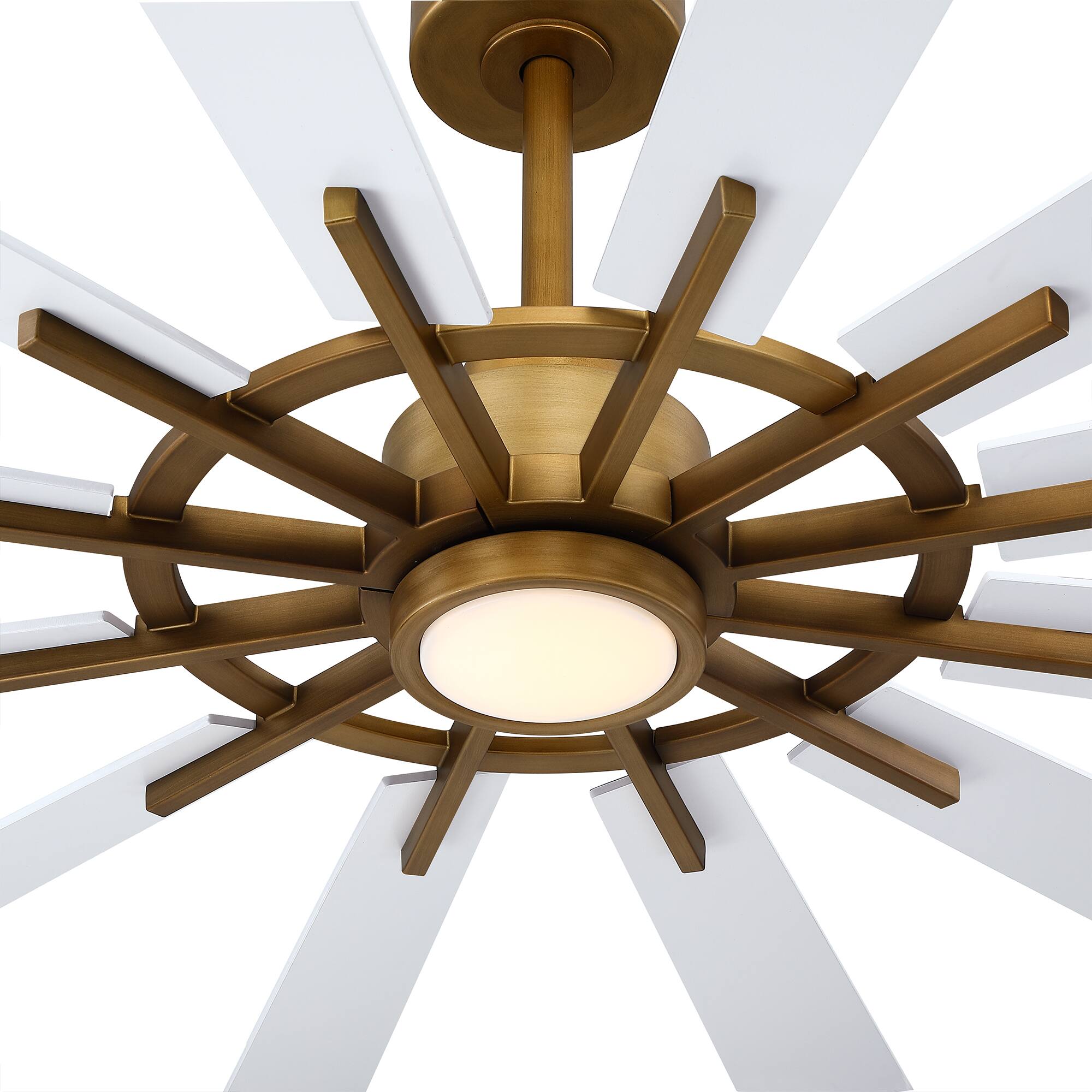 Alt View 4. Parrot Uncle - 72" Large Farmhouse Reversible Windmill Ceiling Fan, 12-Blade with Dimmable LED and 6-Speed Remote - Gold.