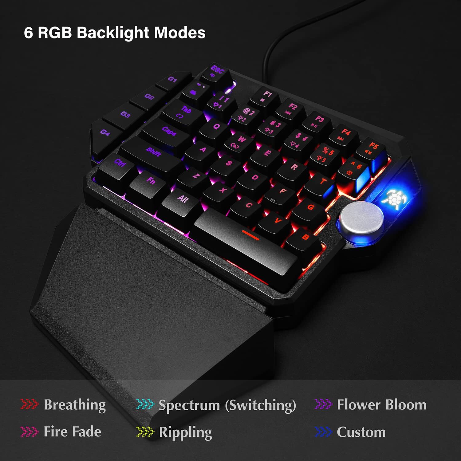 6 RGB Backlight Modes

Breathing
Spectrum (Switching)
Fire Fade
Rippling
Flower Bloom
Custom
