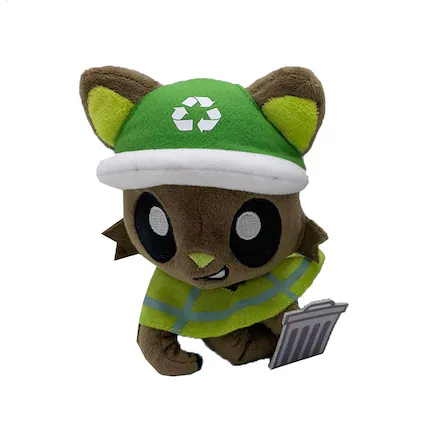 Front. Tentacle Kitty - Tentacle Kitty First Responders & Essentials Little Ones Plush | Sanitation - Green.