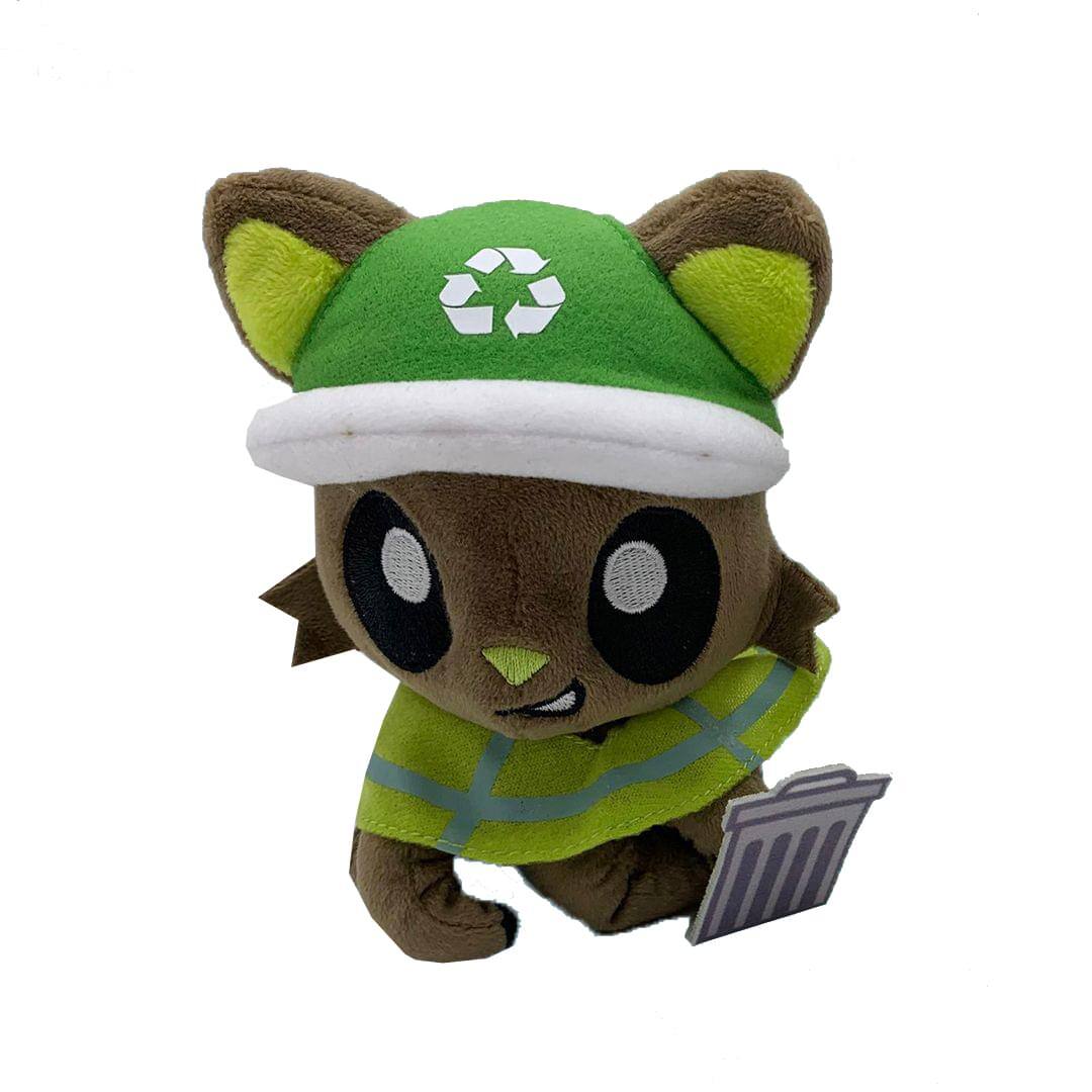 Front. Tentacle Kitty - Tentacle Kitty First Responders & Essentials Little Ones Plush | Sanitation - Green.