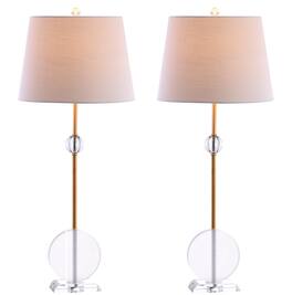 Jonathan Y - Spencer 34" Crystal/Metal LED Table Lamp, Brass (Set of 2) - Gold