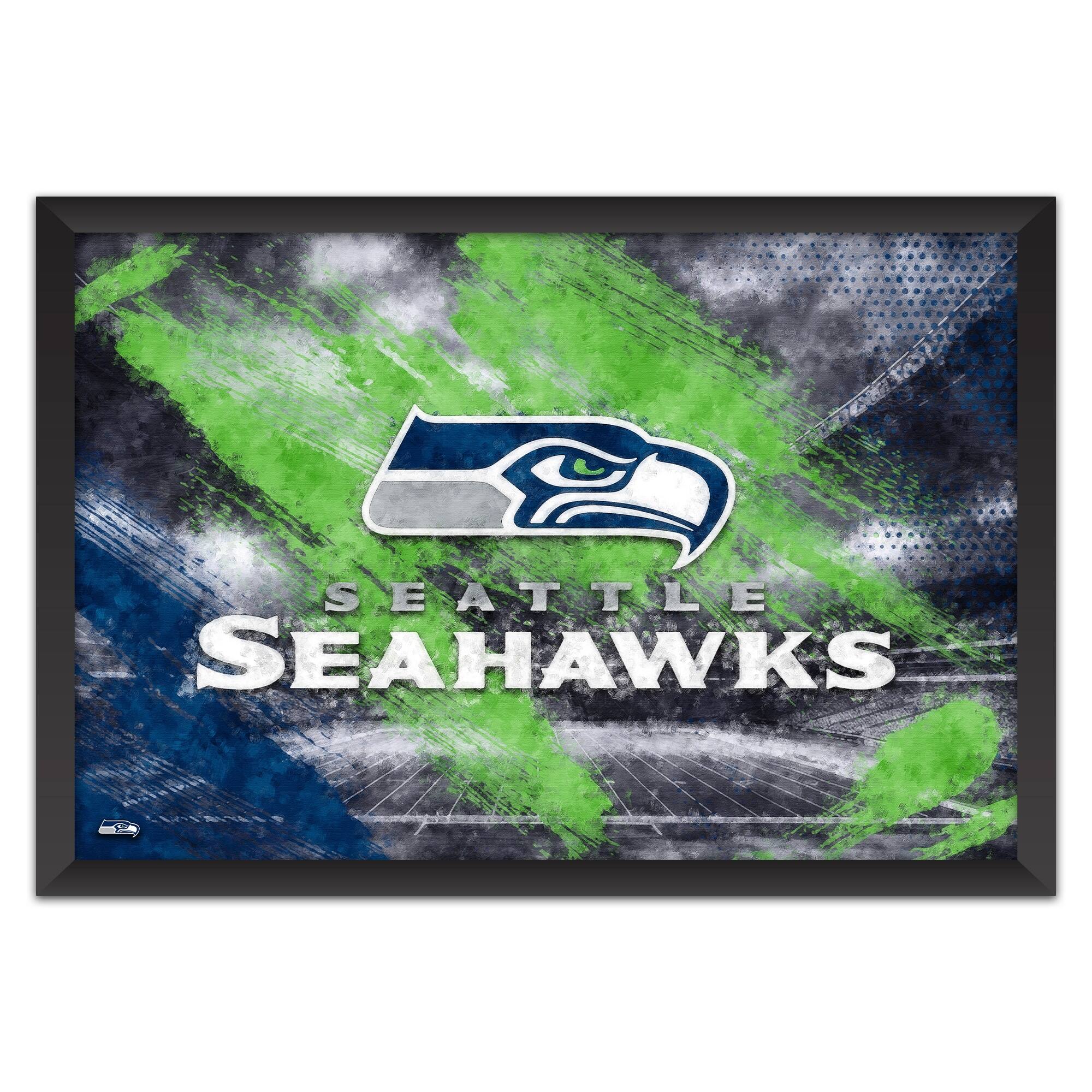 Seattle Seahawks 27" x 39" Brush Stroke Logo Framed Art Print