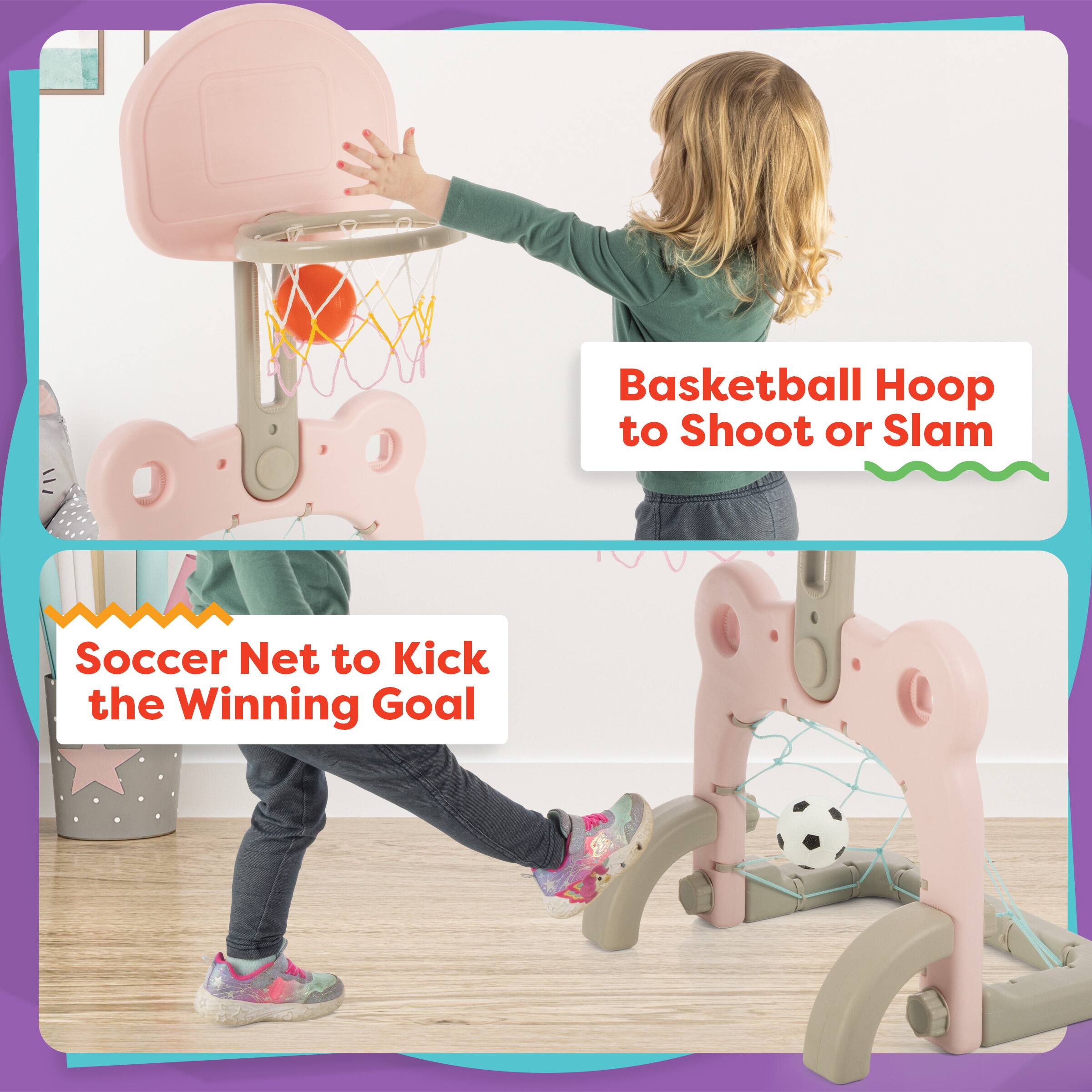 Basketball Hoop to Shoot or Slam

Soccer Net to Kick the Winning Goal