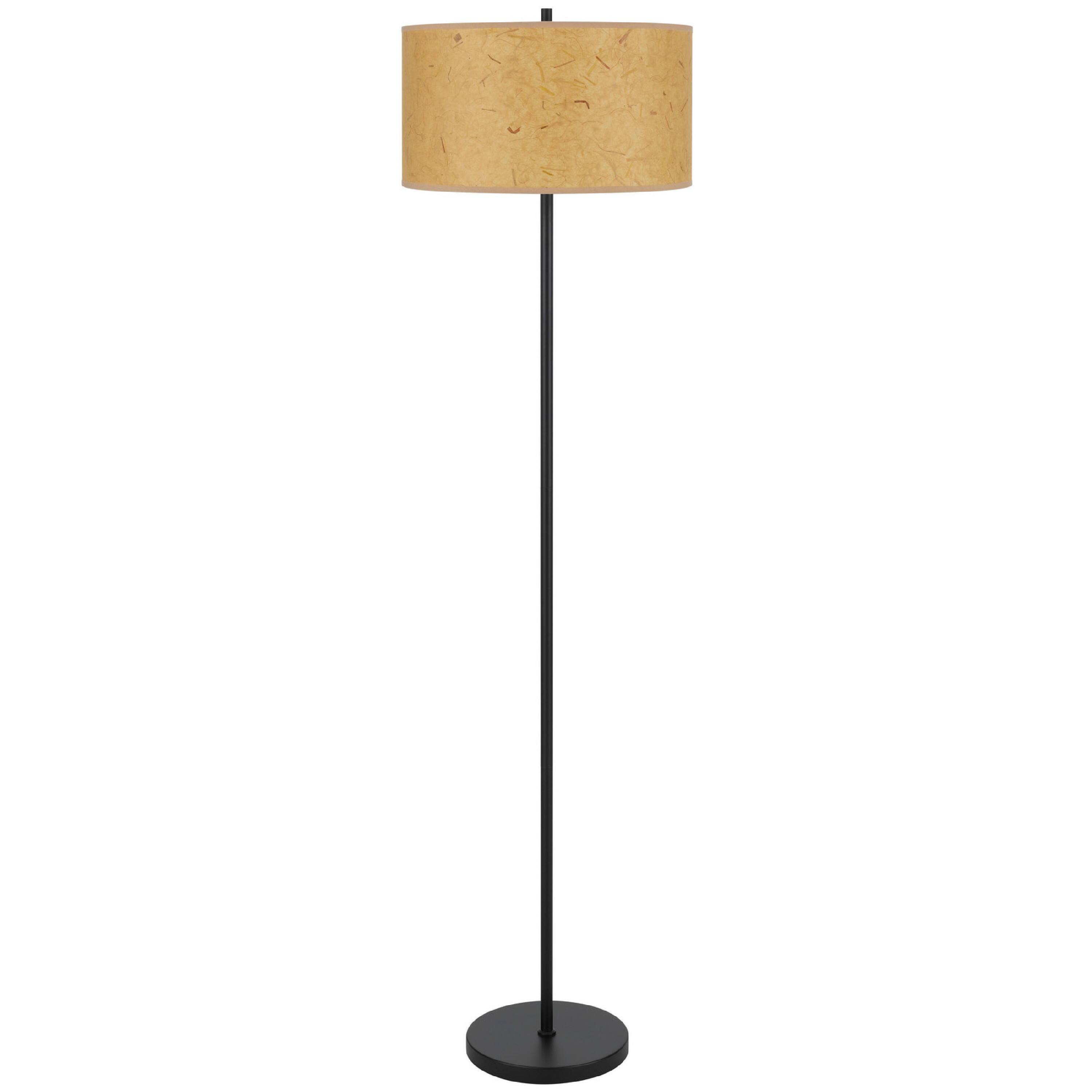 Front. Manhattan Lane - Avira 61 Inch Floor Lamp, Speckled Hardback Kraft Paper Shade, Metal.