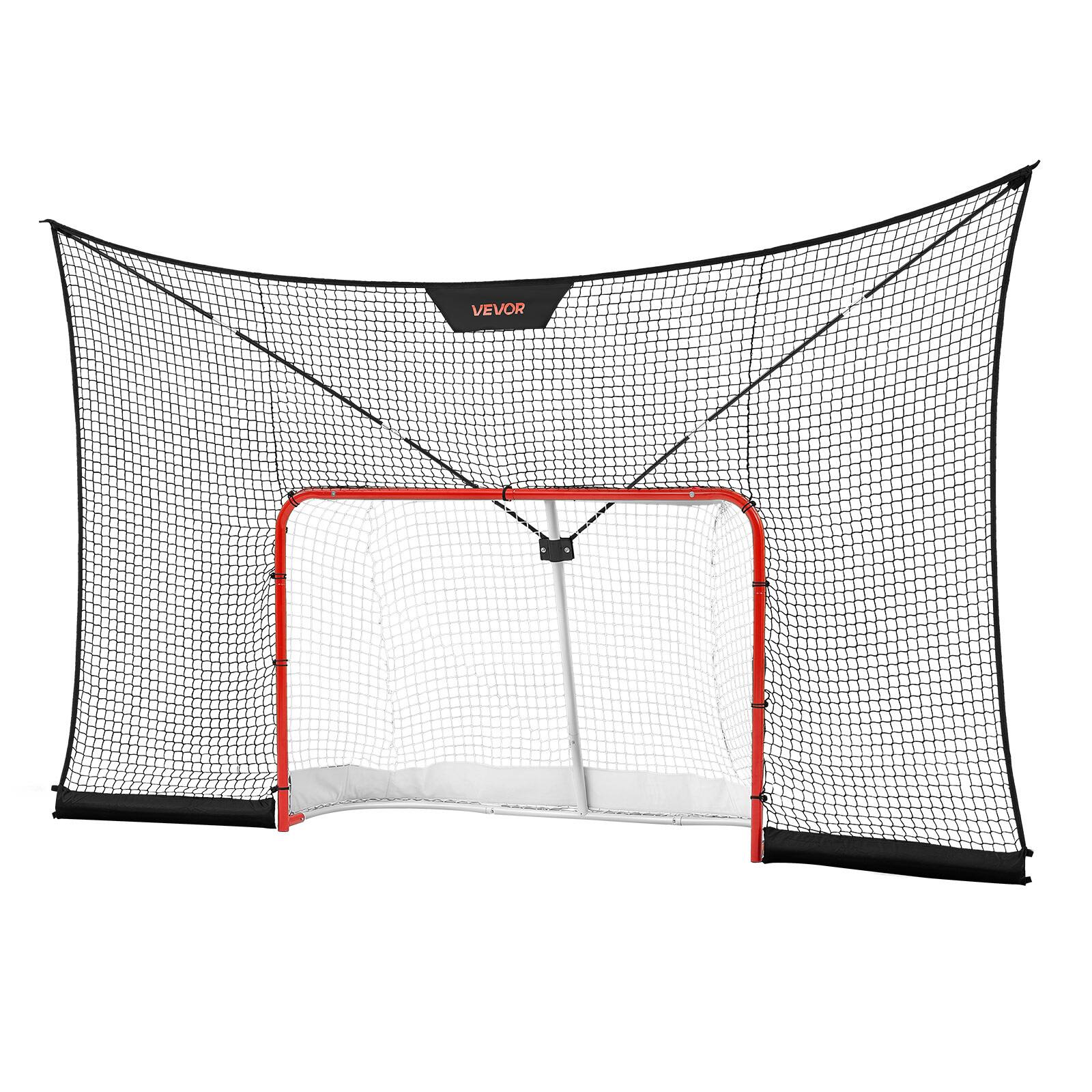 Alt View 5. VEVOR - Hockey Goal Goal and Backstop Net Set, 12x7 ft Durable Hockey Net with Extended Coverage, Lightweight Portable Complete - Black;Red.