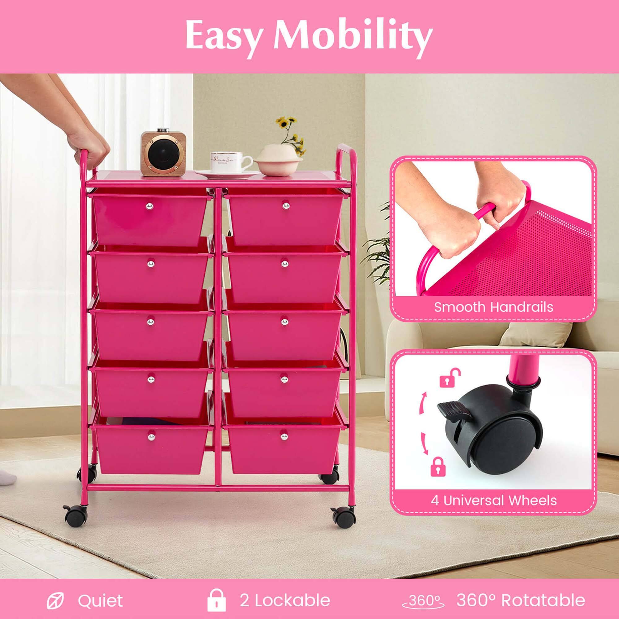 Easy Mobility, Smooth Handrails, 4 Universal Wheels, Quiet, 2 Lockable, 360° Rotatable