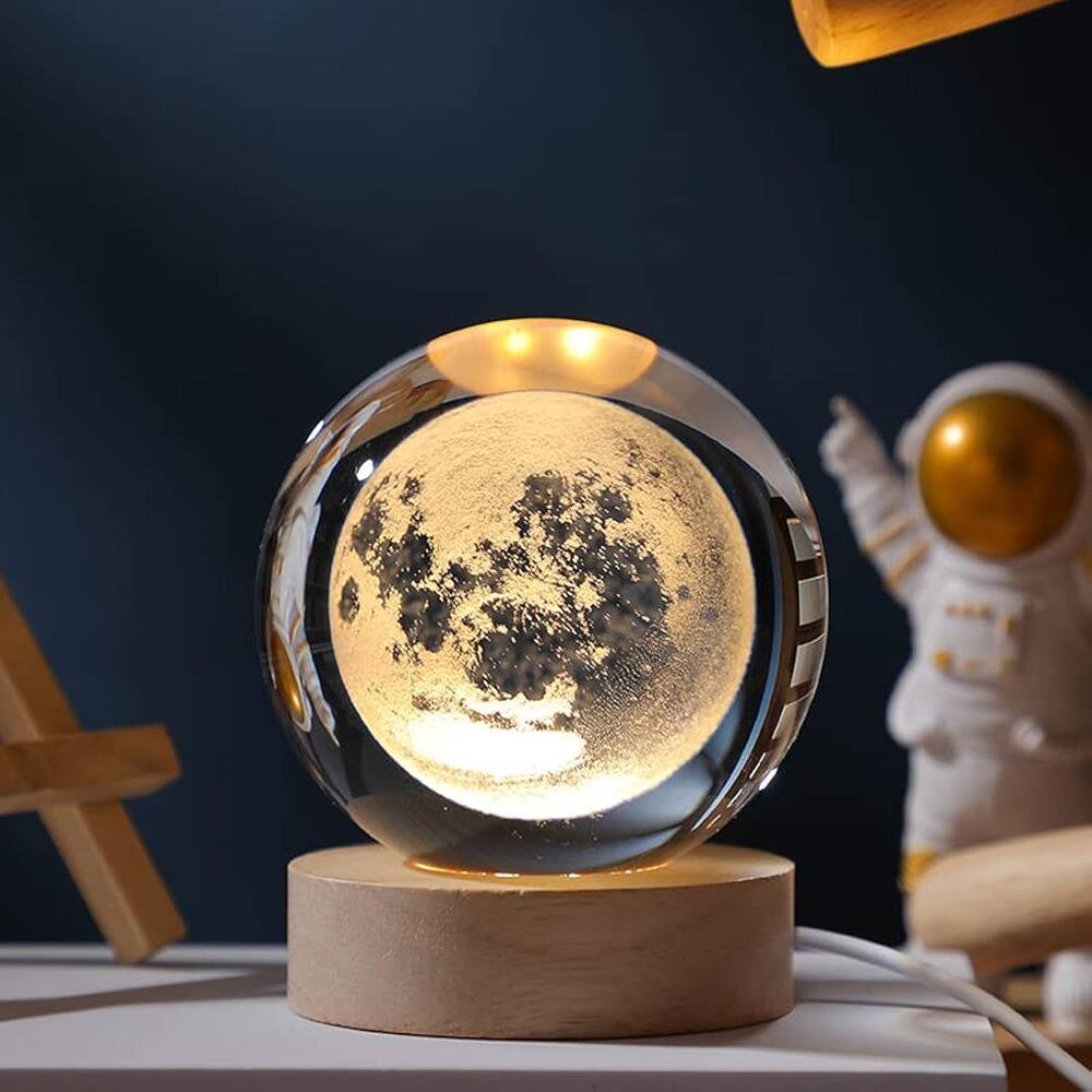 Alt View 4. MOSZAR LLC - 3D Galaxy Crystal Ball Night Light, Color-Changing LED Base with Remote.