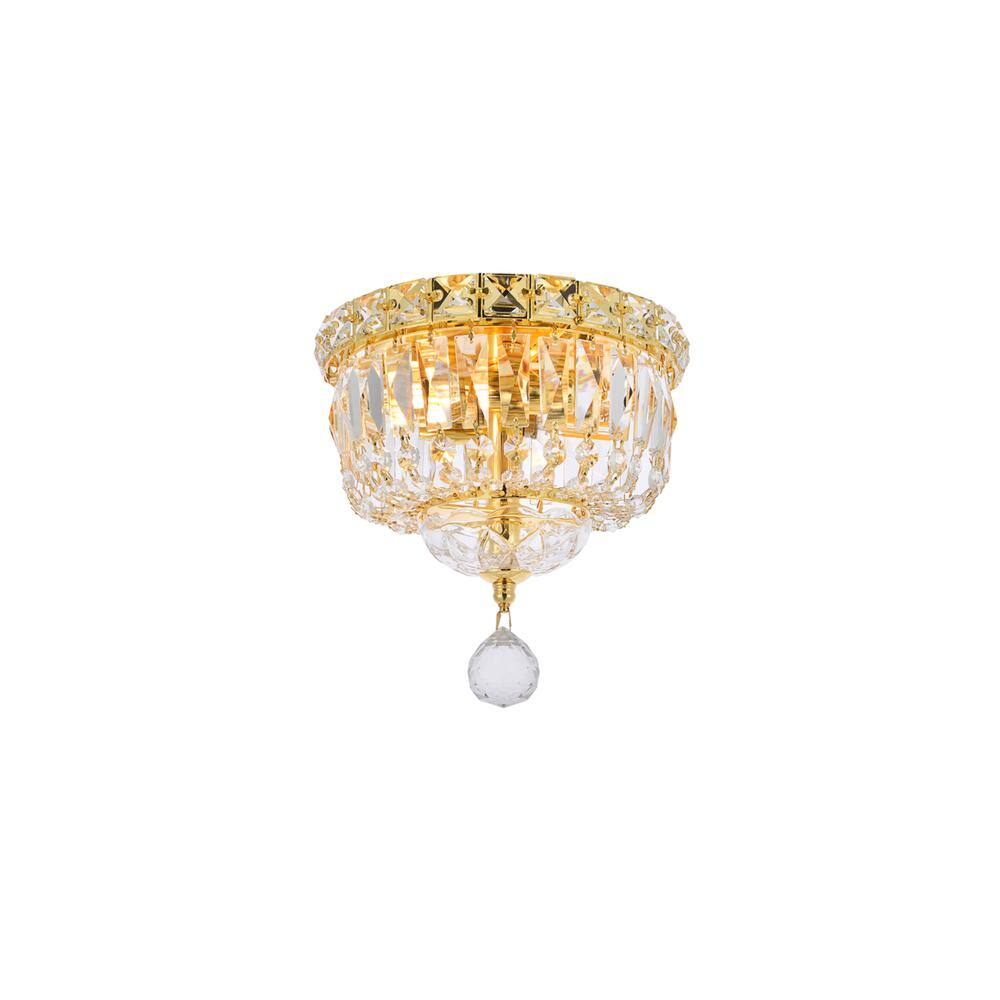 Alt View 4. Elegant Lighting - Tranquil 2 light Gold Flush Mount Clear Royal Cut Crystal - Gold.