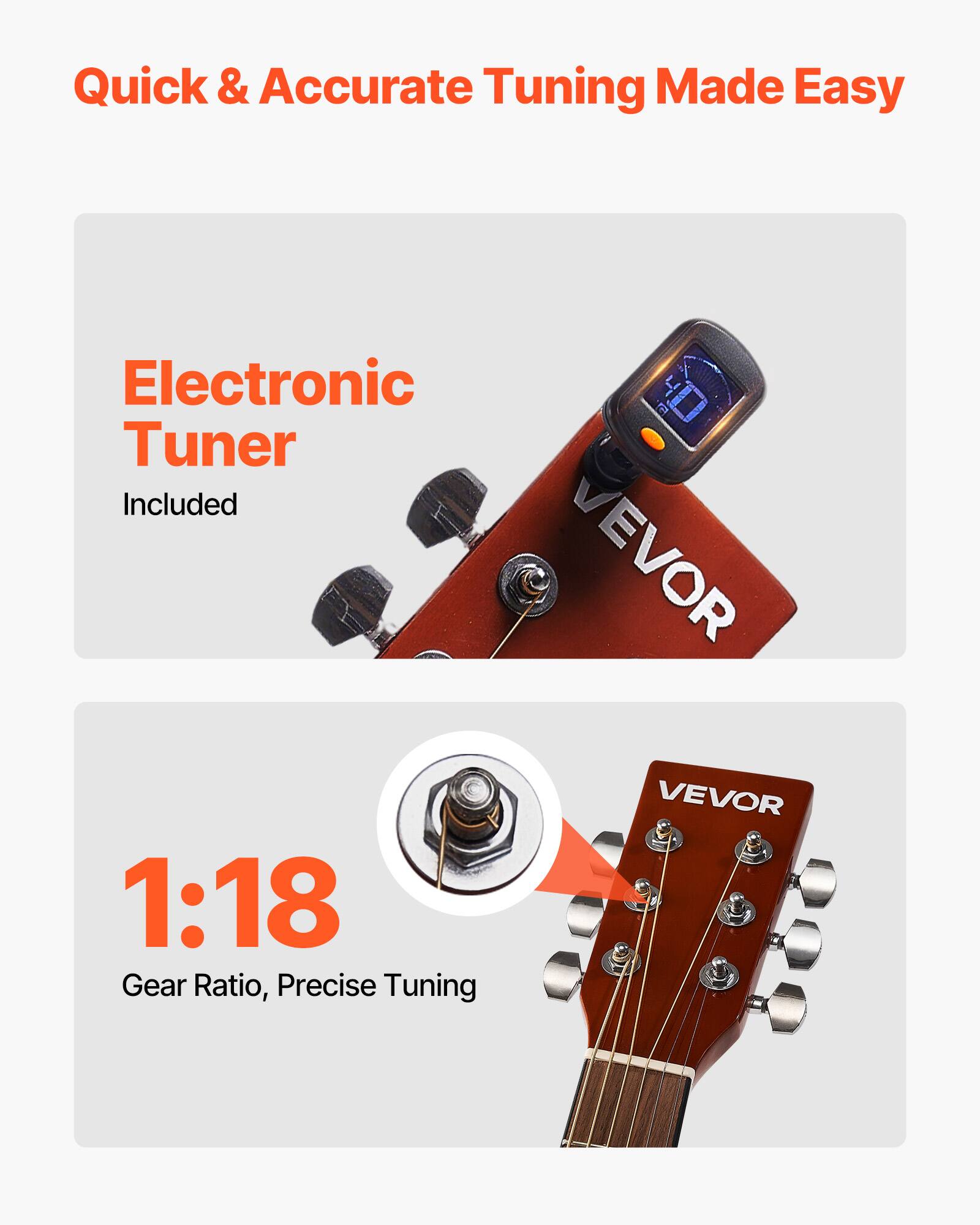 Quick & Accurate Tuning Made Easy

Electronic Tuner Included

1:18 Gear Ratio, Precise Tuning