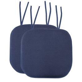 Sweet Home Collection - Honeycomb Memory Foam Non-Slip 16" x 16" Chair Cushion Pad with Ties, 2-Pack - Navy