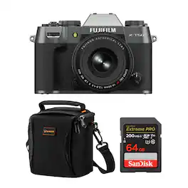 Bundle - Fujifilm - X-T50 Camera XF 16-50mm f/2.8-4.8 R WR Lens,Charcoal, 64GB Card