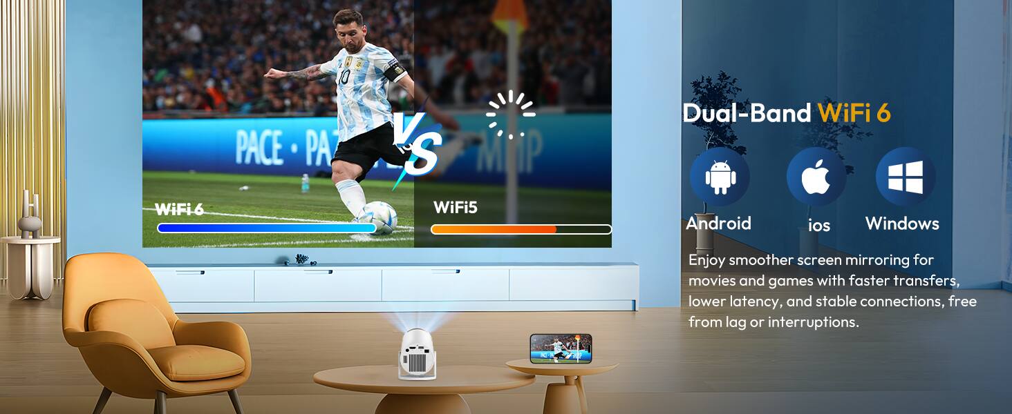 WiFi6 10 PACE PA a V S Mi P WiFi5 Dual-Band WiFi 6 Android ios Windows Enjoy smoother screen mirroring for movies and games with faster transfers, lower latency, and stable connections, free from lag or interruptions.