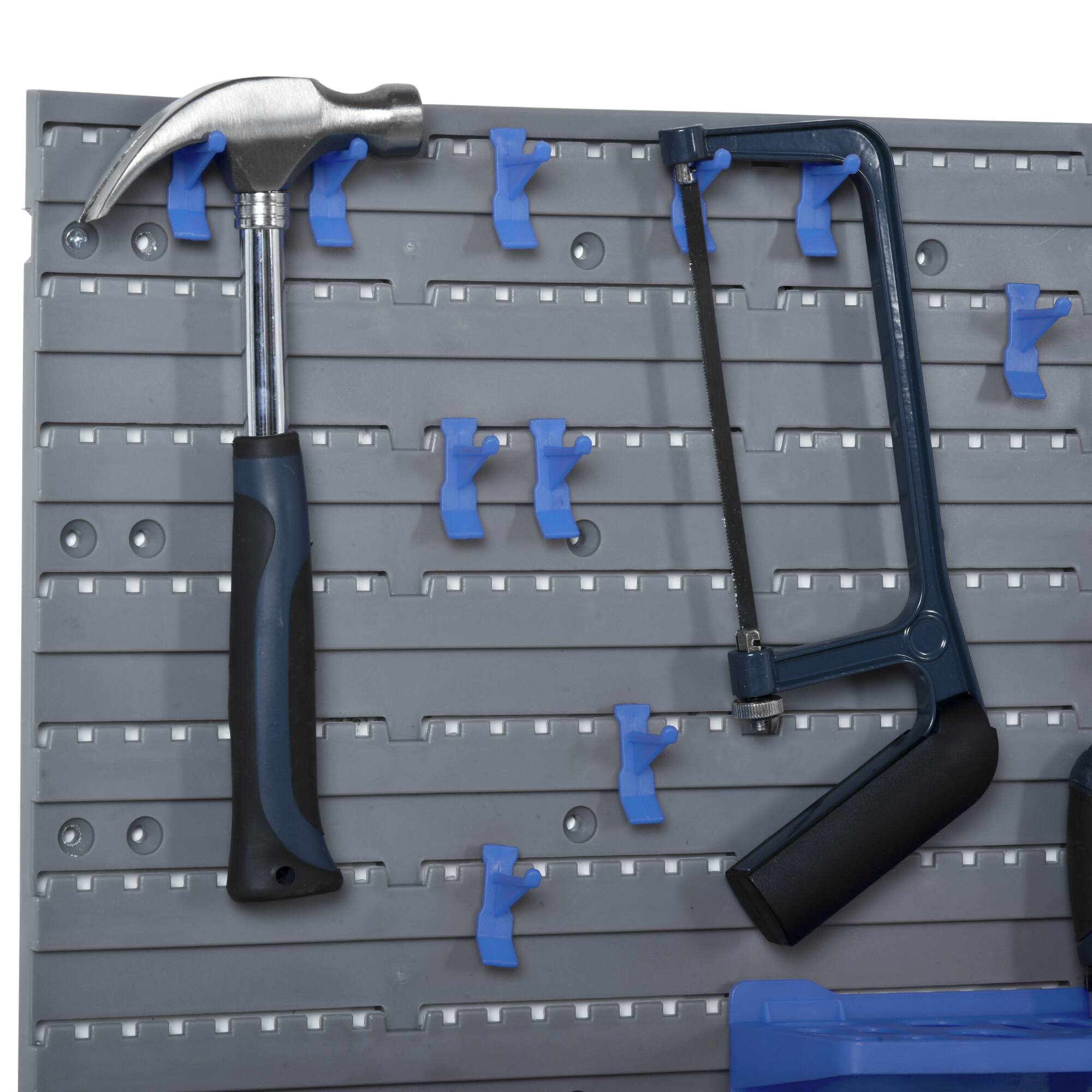 Alt View 8. Durhand - 44-Pc Wall Mounted Pegboard Tool Organizer Rack Kit for Garage - Blue.