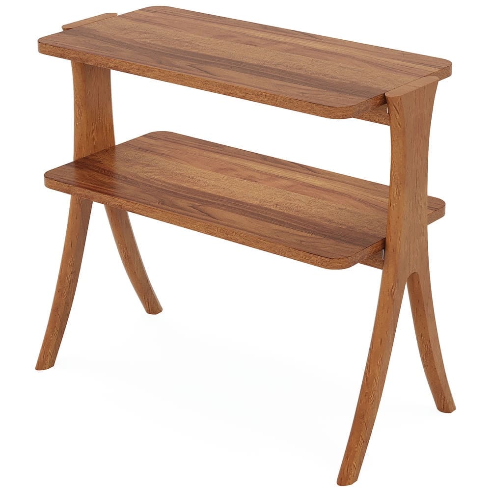 Kadyn - Sofa Side End Table, End Table, Couch Table,Wood End Table, Farmhouse Side Table with 2-Tier Storage Shelf,Walnut - Brown