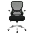 Front. OSP Home Furnishings - Mesh Back Manager’s Chair with Bulit in Lumbar Support and Chrome Base - Black/White.