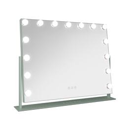 Zadro - Hollywood Makeup Mirror - 25" x 20" - 15 LED Light Bulbs with Dimmable Brightness - Dark Green
