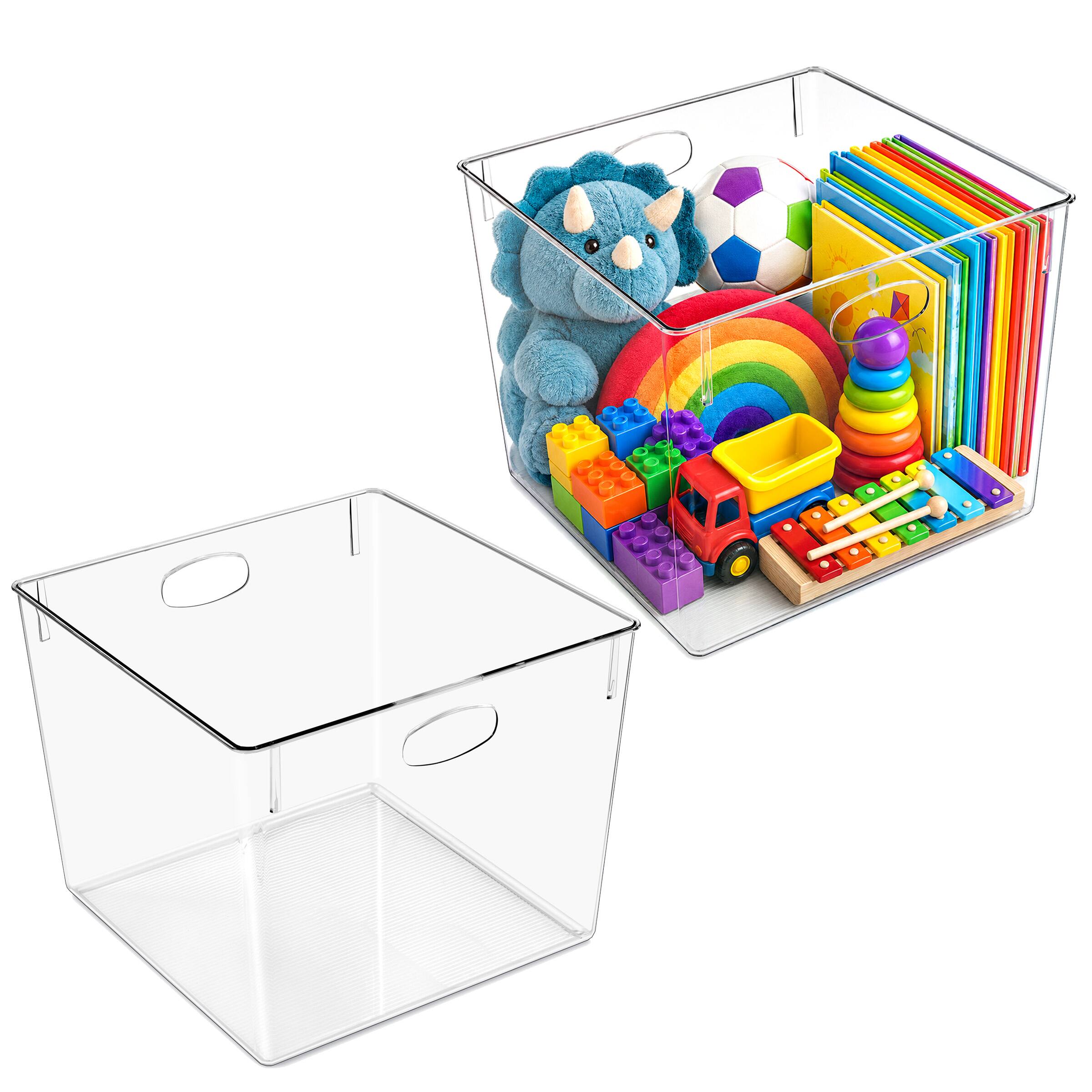 Front. Sorbus - Sorbus Clear 13.5x13.5 Cube Storage Bins, 2 Pack Extra Large Square Organizer Bins with Handles - Clear.