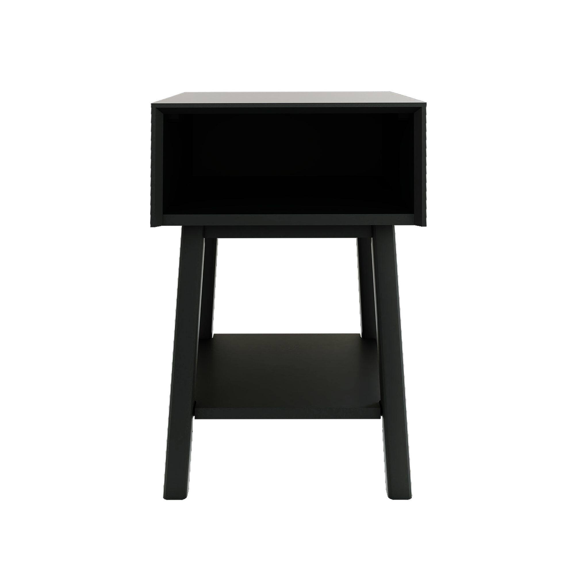 Alt View 3. Plank+Beam - Mid-Century Modern Cubby Nightstand, Black - Black.