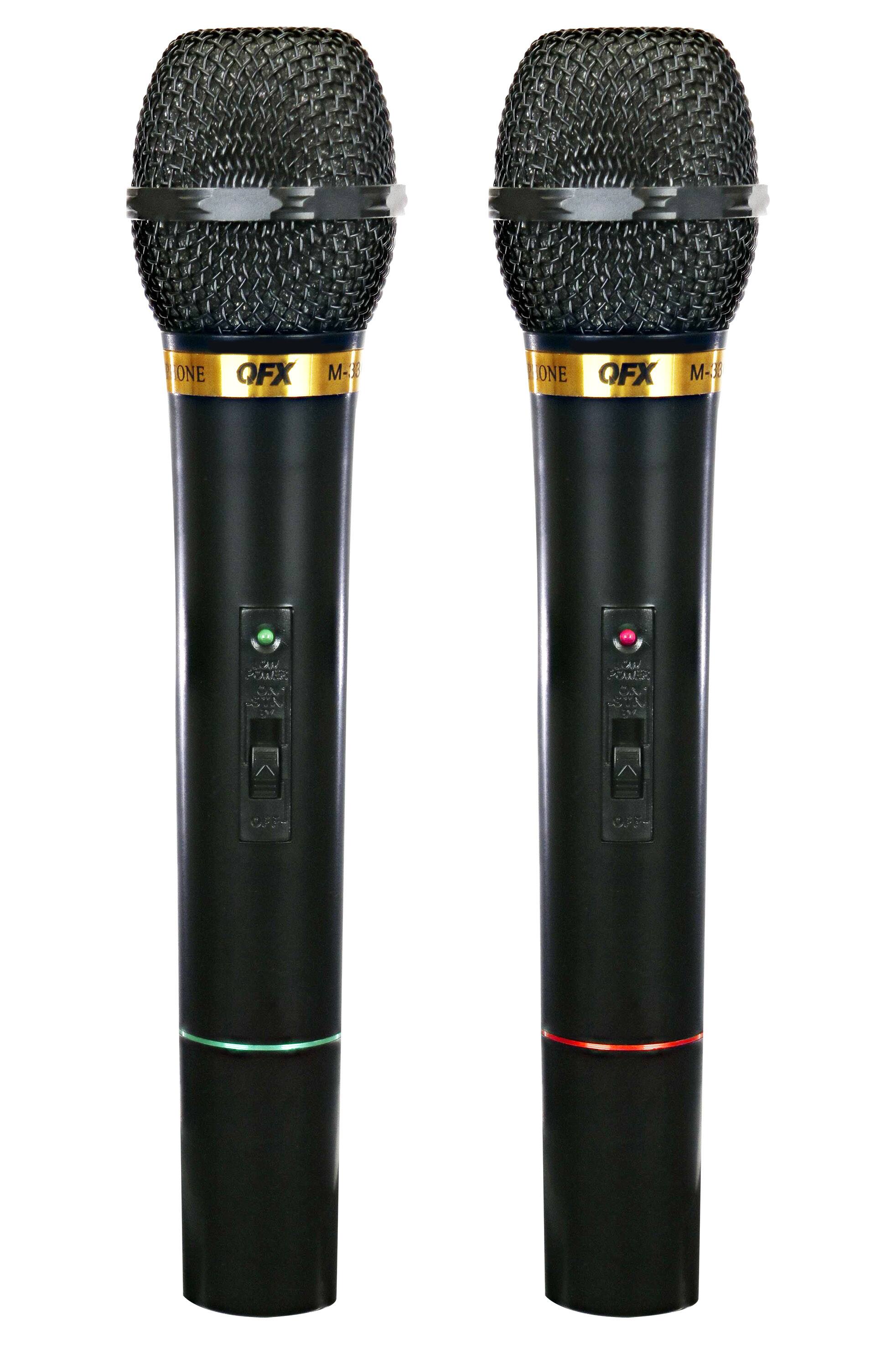 Left. QFX - QFX Dual Microphones with Dual Antenna Wireless Receiver - Black.