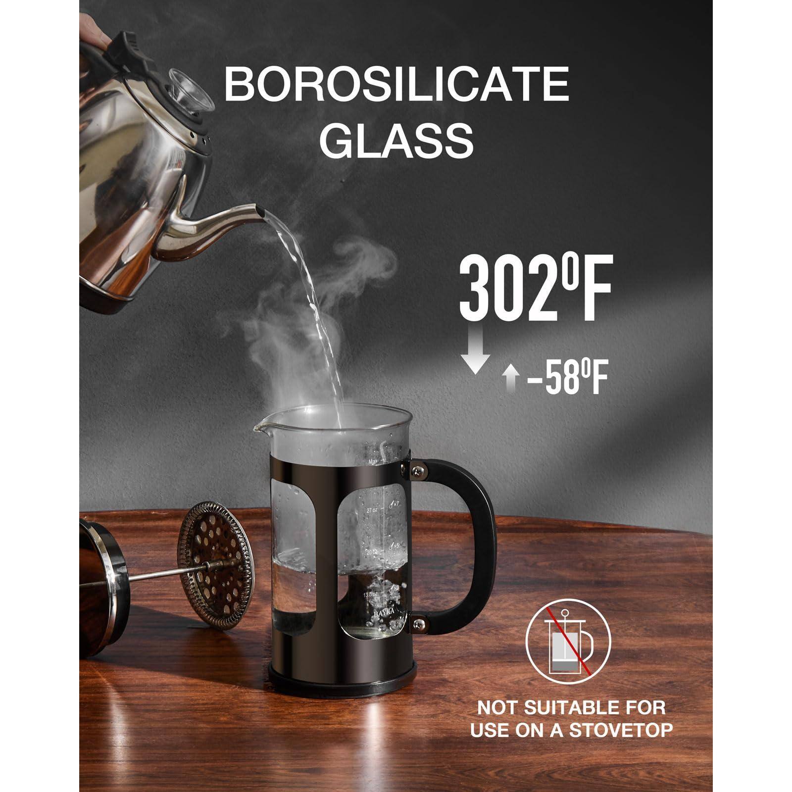 BOROSILICATE GLASS

302°F  
-58°F

NOT SUITABLE FOR USE ON A STOVETOP