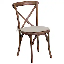 Alamont Home - HERCULES Series Stackable Wood Cross Back Chair with Cushion - Pecan