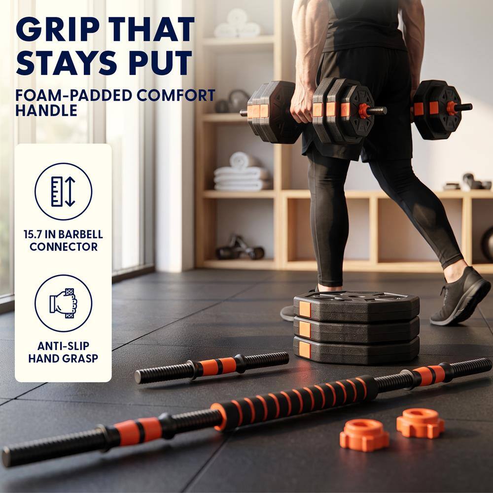 GRIP THAT STAYS PUT  
FOAM-PADDDED COMFORT HANDLE  
15.7 IN BARBELL CONNECTOR  
ANTI-SLIP HAND GRASP