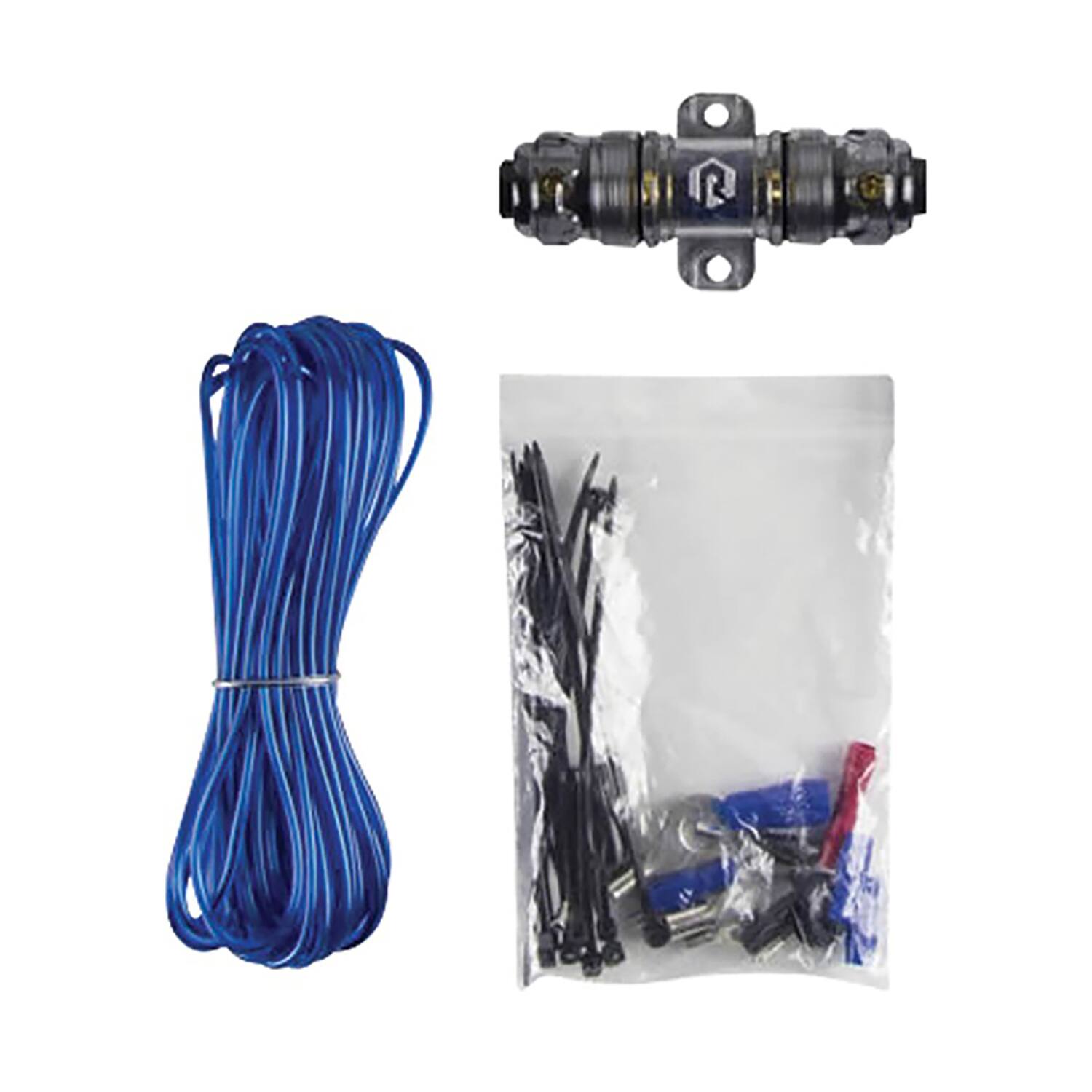 Left. RAPTOR - Bulk Series R2 8-Gauge Amp Installation Kit - Blue.