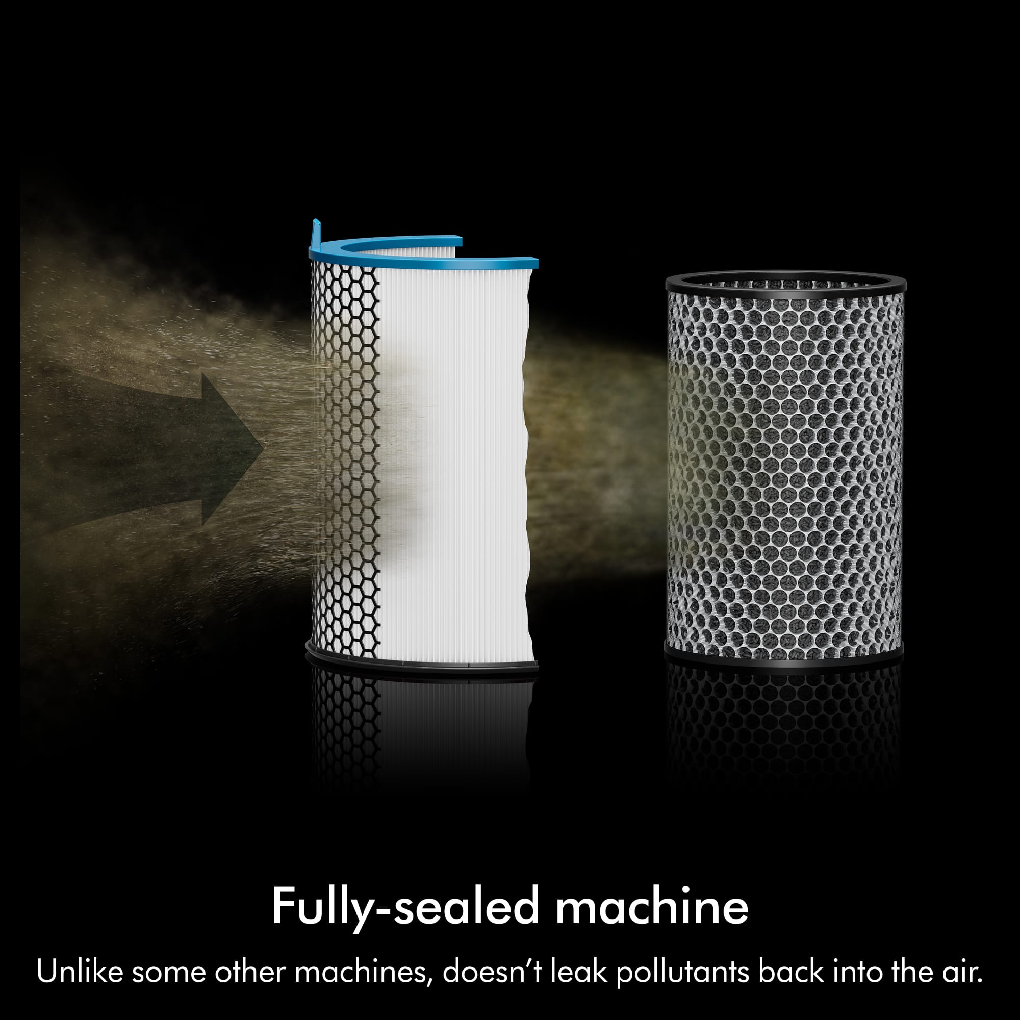 Fully-sealed machine
Unlike some other machines, doesn't leak pollutants back into the air.