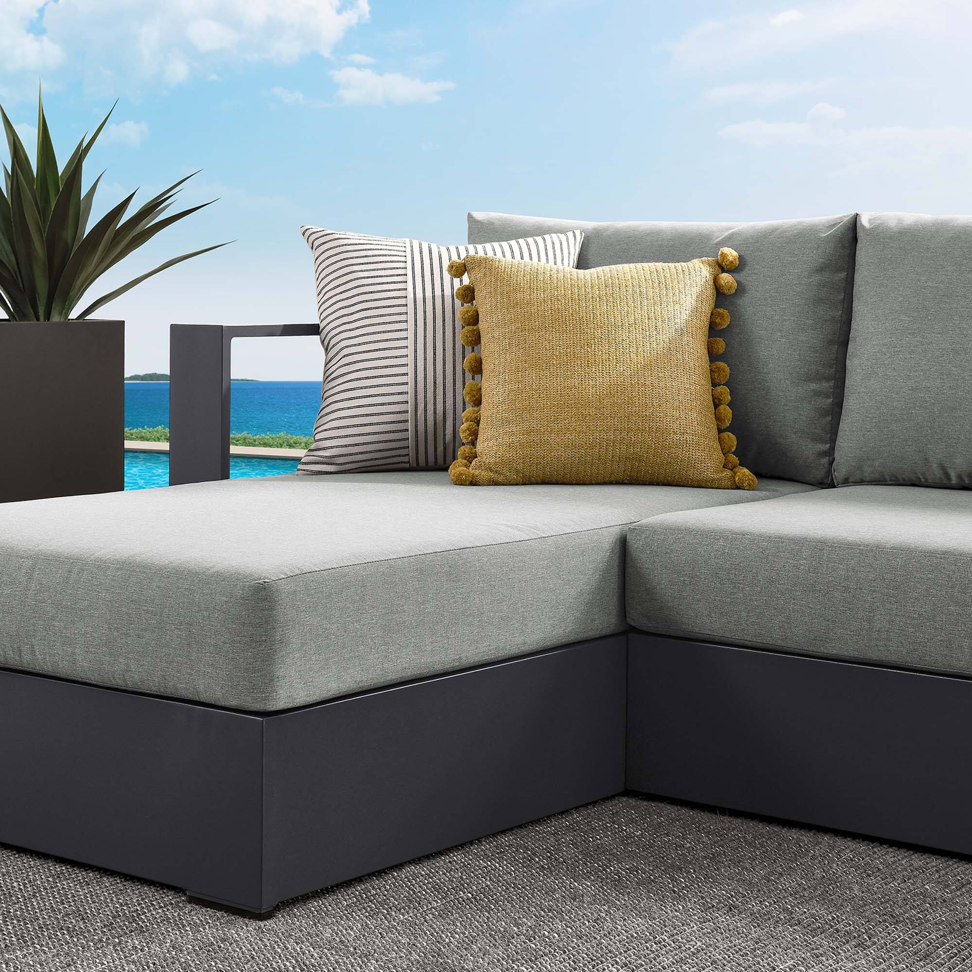 Alt View 3. Modway - Tahoe 2-Piece Outdoor Powder-Coated Aluminum Left-Facing Chaise Sectional Sofa Set - Gray Gray.