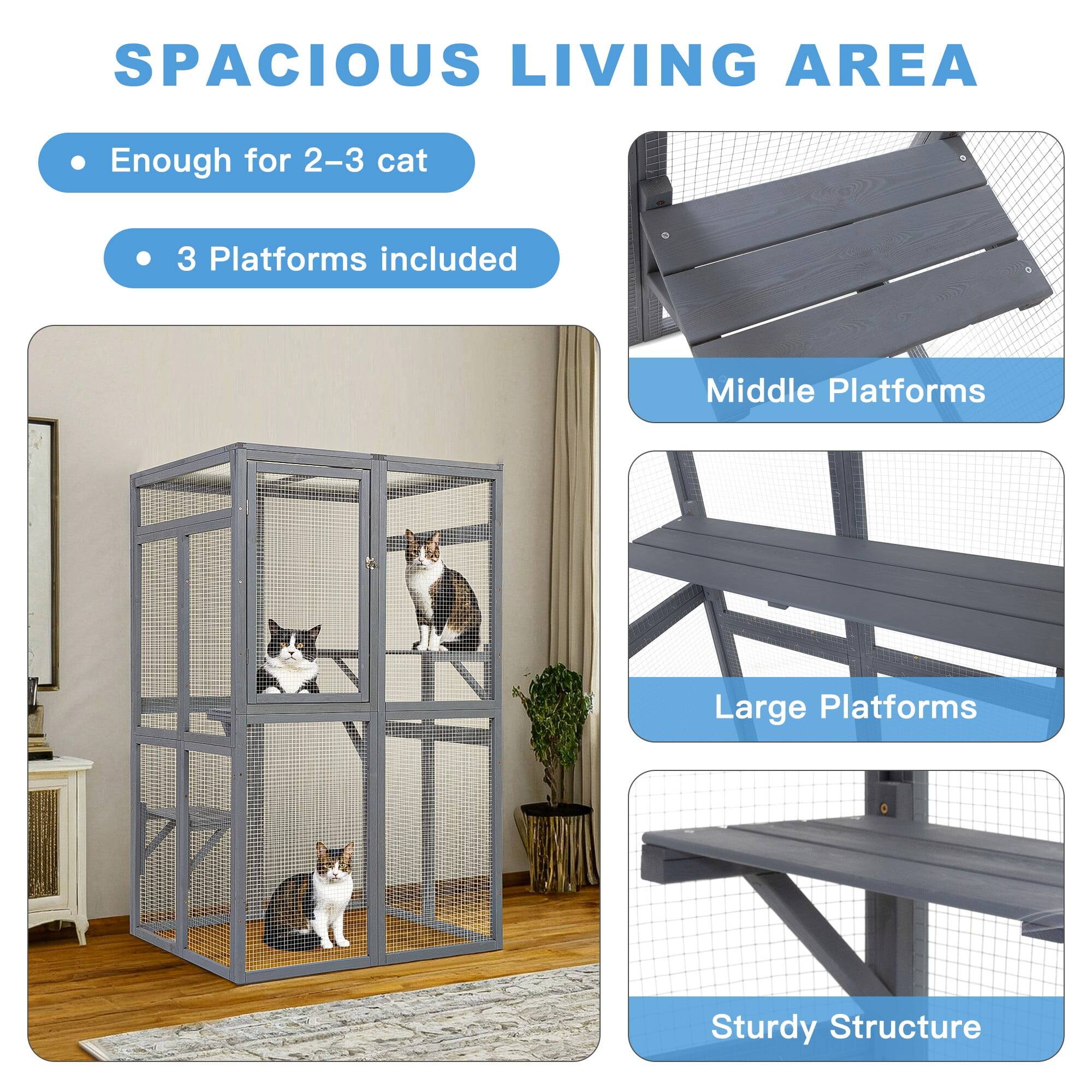 SPACIOUS LIVING AREA

- Enough for 2-3 cats
- 3 Platforms included

Middle Platforms

Large Platforms

Sturdy Structure
