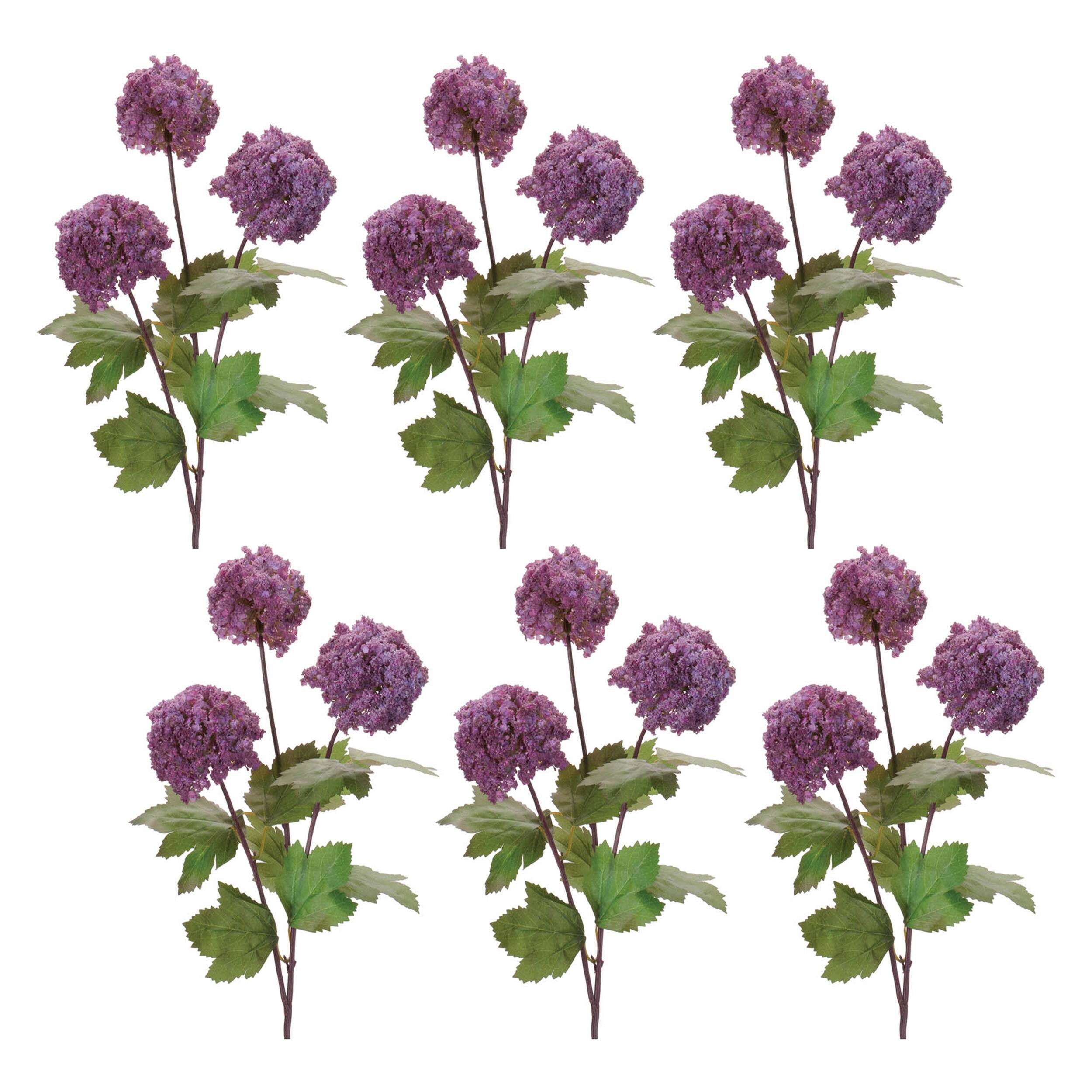Left. BreeBe - Snowball Floral Spray (Set of 6) - Purple, Green.