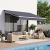 Front. VEVOR - Manual Retractable Awning, 9.8' x 8.2' Outdoor Patio Awning Retractable Sun Shade, Patio Door Window Water-Resistant - Dark Gray.