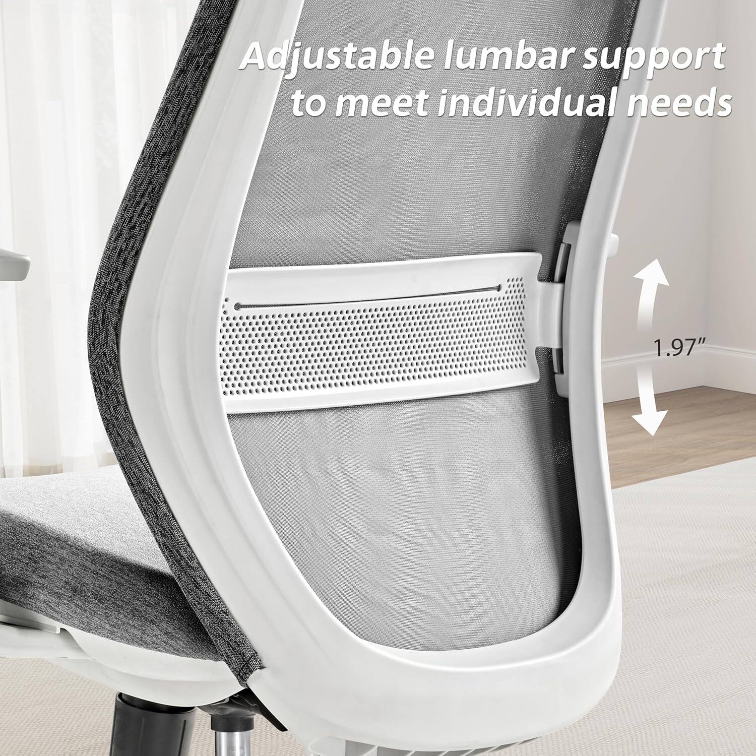 Adjustable lumbar support to meet individual needs  
1.97"