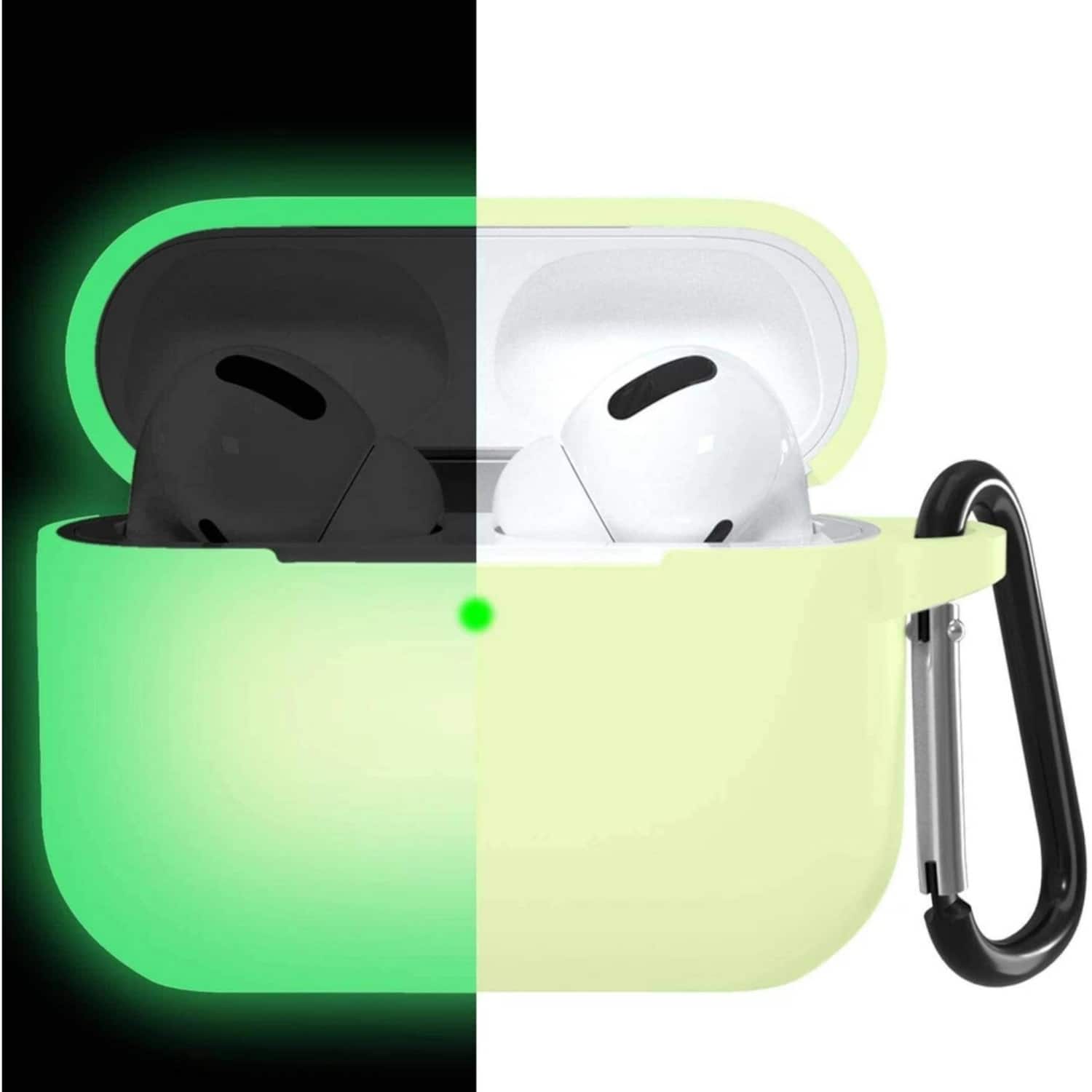 Front. Stock Preferred - Silicone Protective Case Shockproof Cover for AirPods Pro with Keychain Glow In the dark - Glow In the dark.