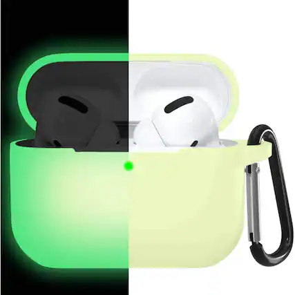 Front. Stock Preferred - Silicone Protective Case Shockproof Cover for AirPods Pro with Keychain Glow In the dark - Glow In the dark.