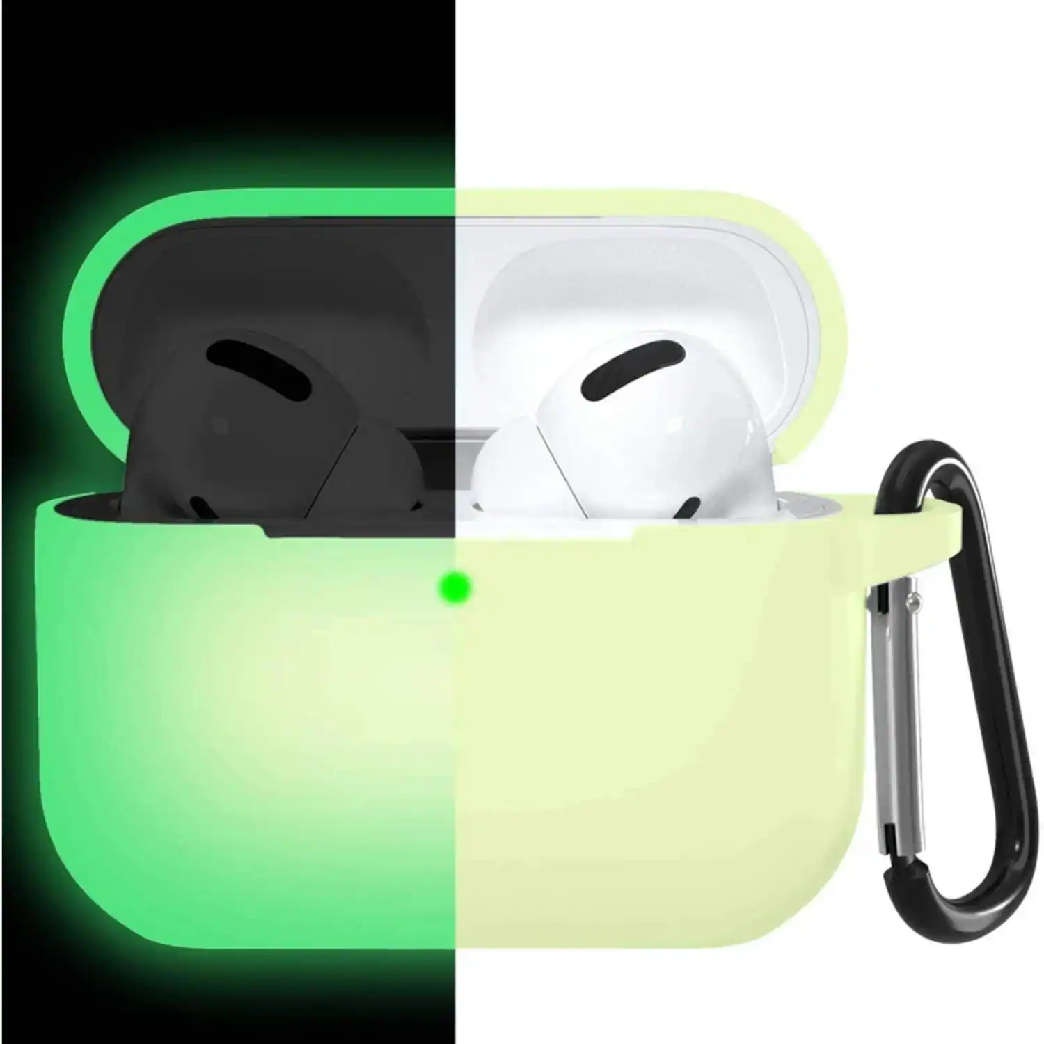 Stock Preferred - Silicone Protective Case Shockproof Cover for AirPods Pro with Keychain - Glow In the dark