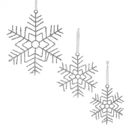 BreeBe - Glittered Wire Snowflake Ornament (Set of 12) - Silver