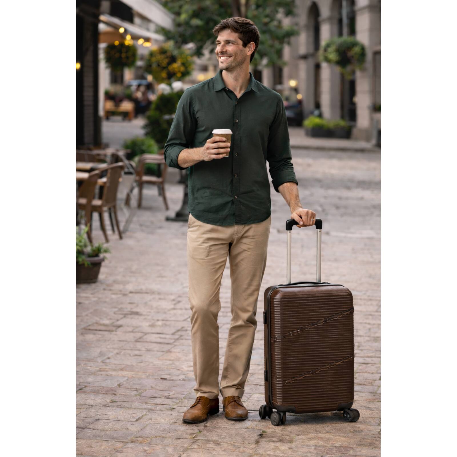 Angle. World Traveler - World Traveler 20-Inch Hardside Expandable Carry-On Spinner Luggage – Includes Bonus Travel Bag – Brown - Brown.