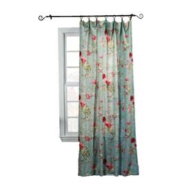 Ellis Curtain - Balmoral Floral Print Tailored Panel Curtain 48-Inch-by-63-Inch - Sage/Wine - Sage wine