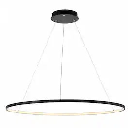 Jonathan Y - Brice 35" Modern Contemporary Metal Round Integrated LED Pendant - Matte Black